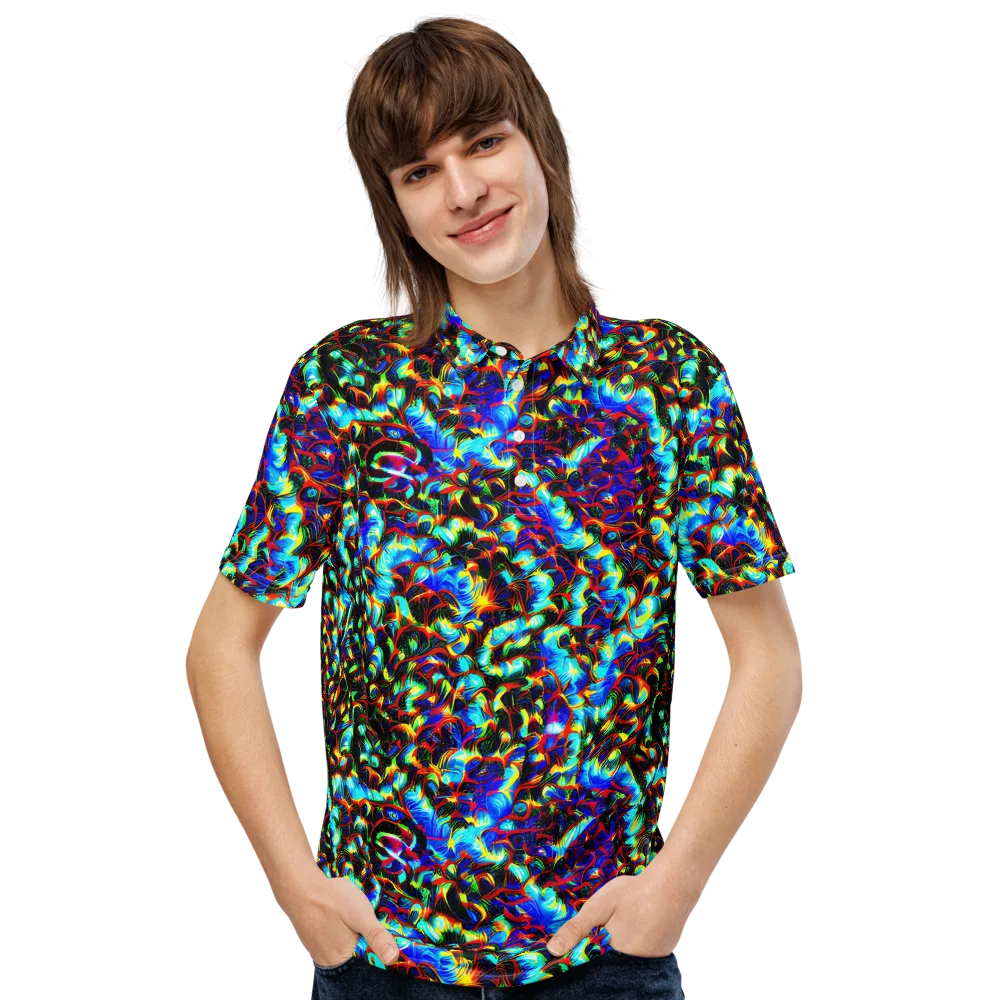 Blue Flame Jungle on Men's Slim Fit Polo Shirt — Front