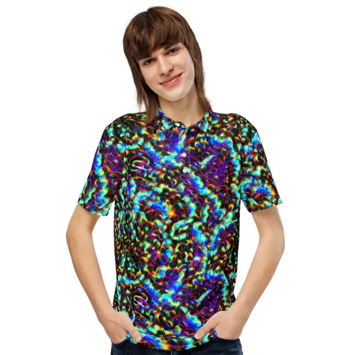 Blue Flame Jungle on a Men's Slim Fit Polo Shirt