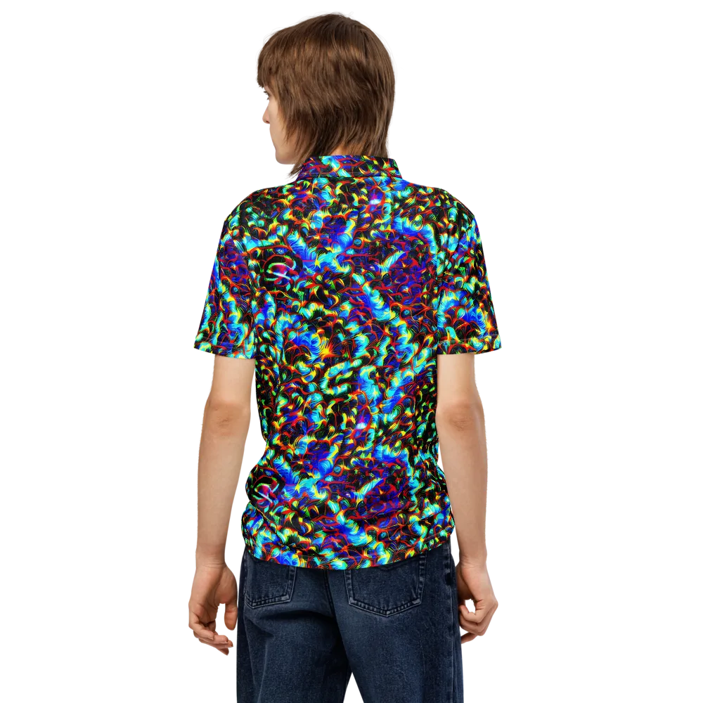 Blue Flame Jungle on Men's Slim Fit Polo Shirt — Back