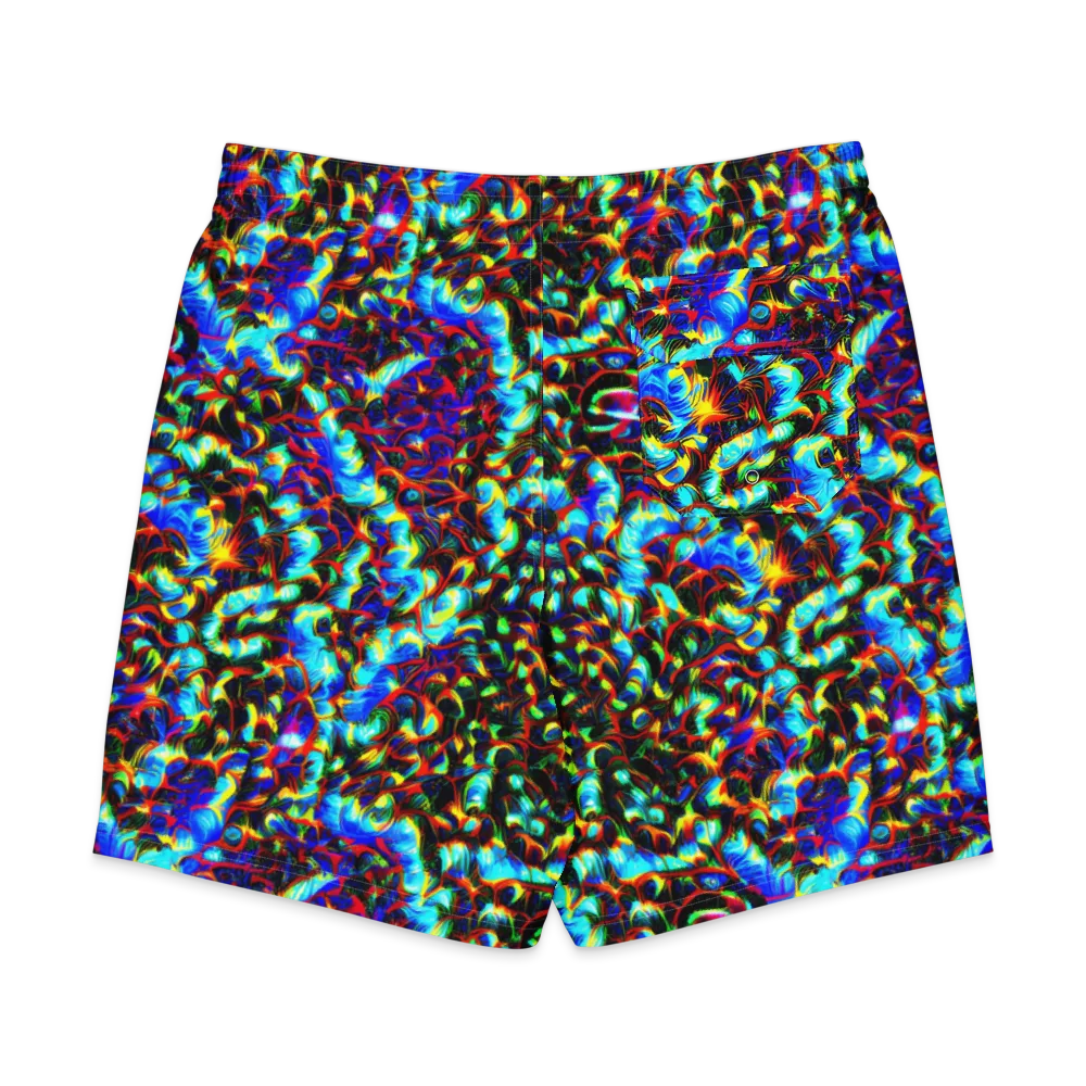 Blue Flame Jungle on Men's Board Shorts — Back