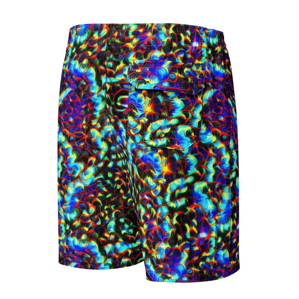 Blue Flame Jungle on Men's Board Shorts — Back