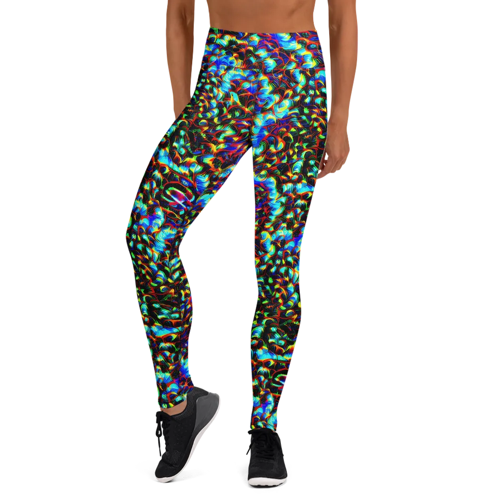 Blue Flame Jungle on Yoga Leggings — Front