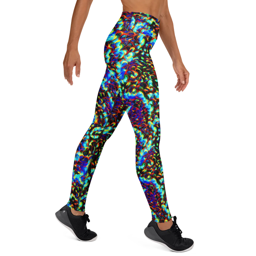 Blue Flame Jungle on Yoga Leggings — Right