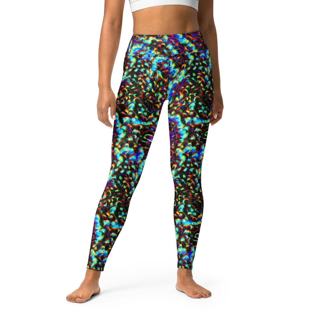 Blue Flame Jungle on Yoga Leggings — Front