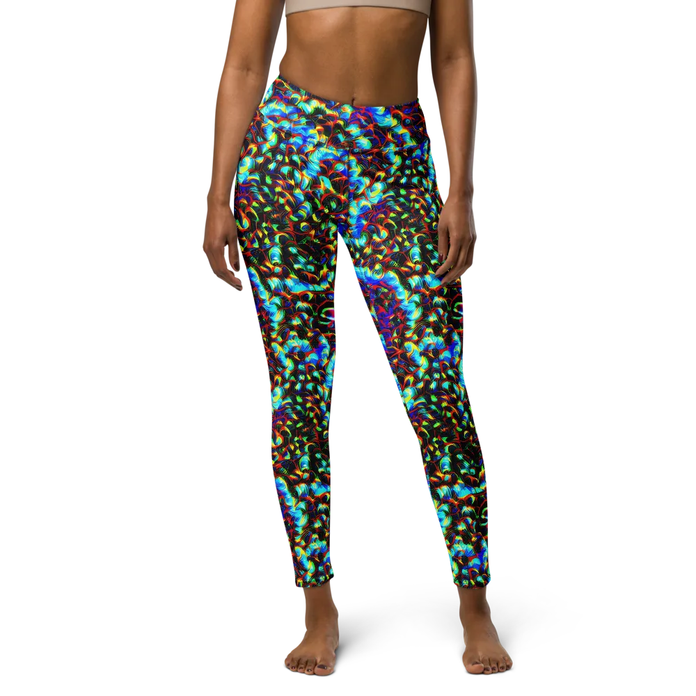 Blue Flame Jungle on Yoga Leggings — Front