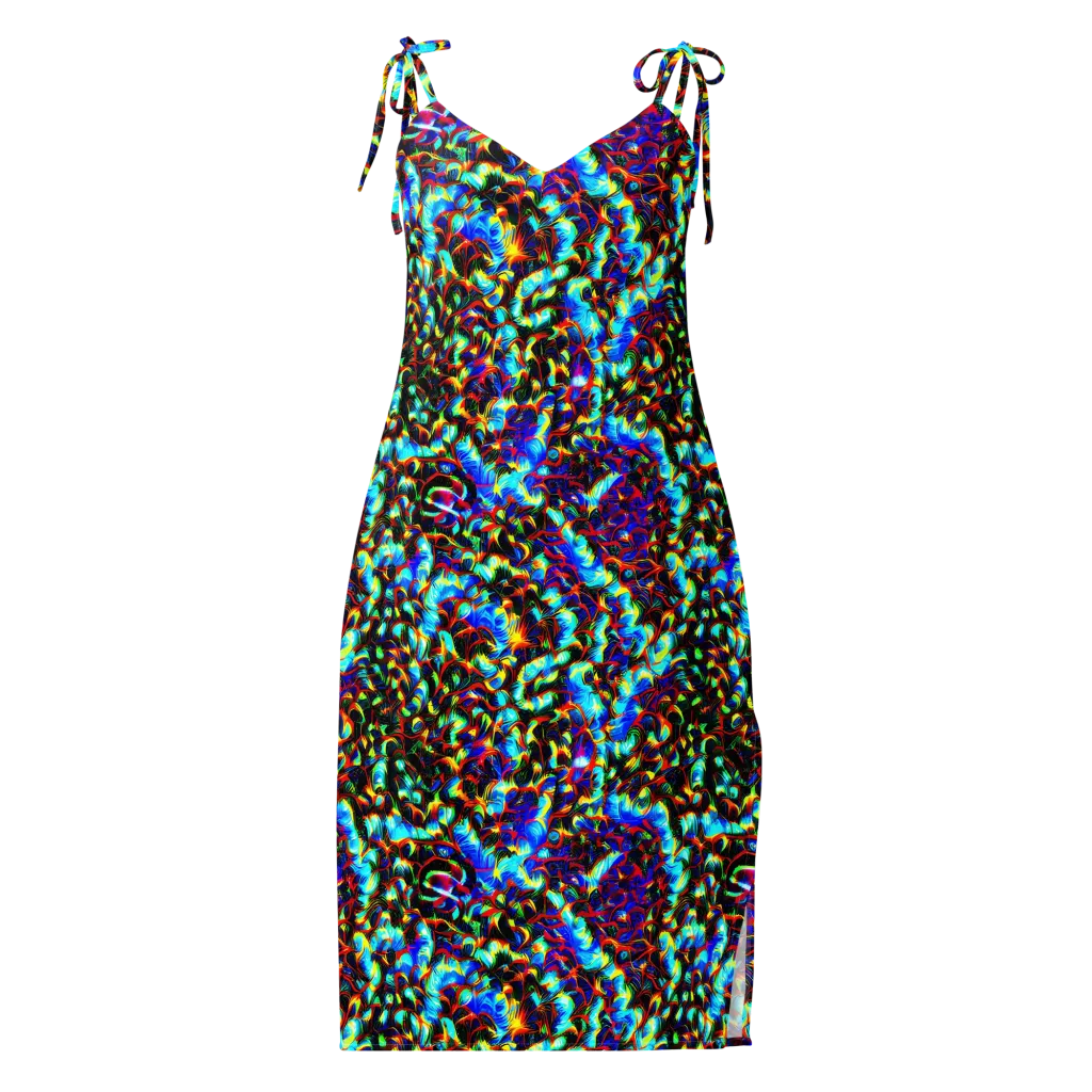 Blue Flame Jungle on Slip Dress — Front