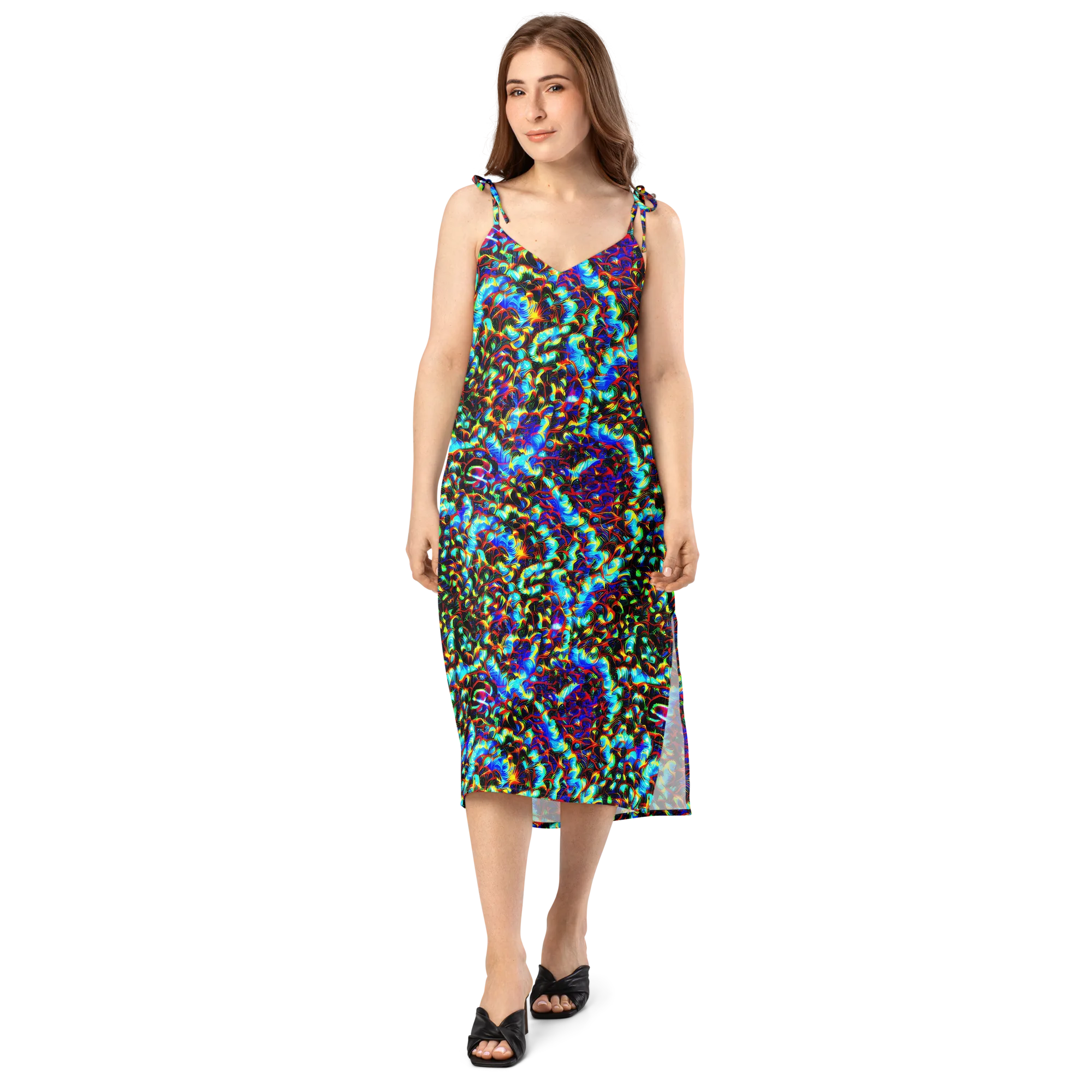 Blue Flame Jungle on Slip Dress — Front