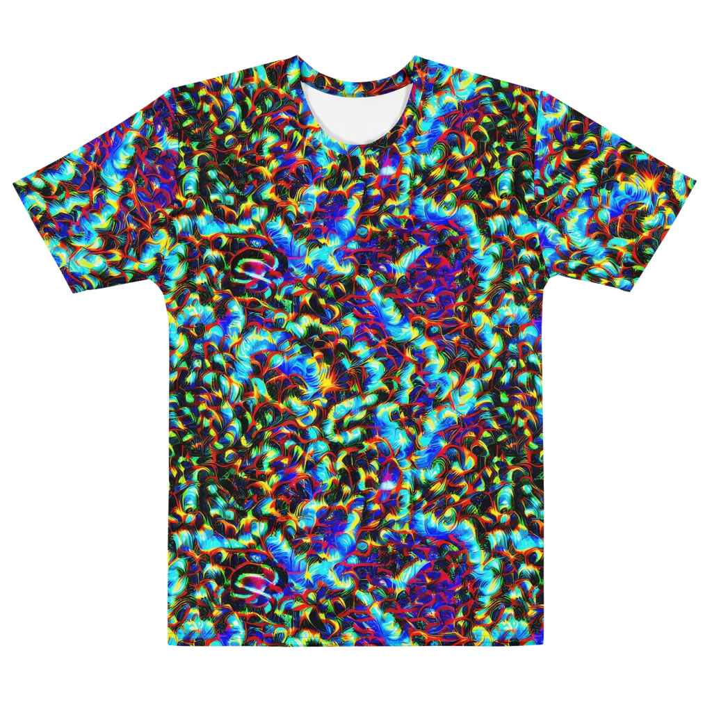 Blue Flame Jungle on Men's Cotton Crew Neck T-Shirt — Front