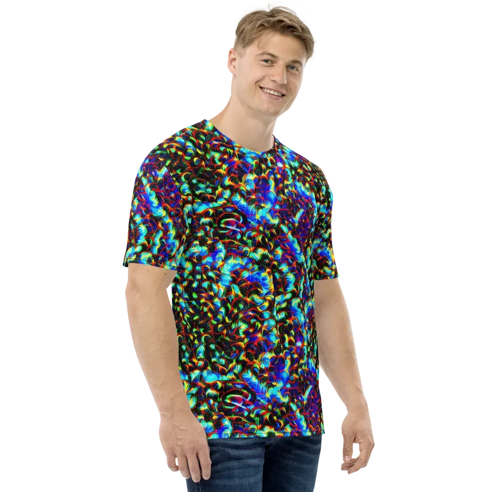 Blue Flame Jungle on Men's Crew Neck T-Shirt — Right