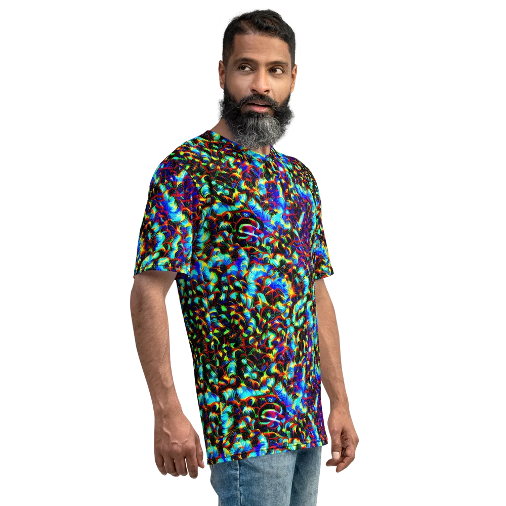 Blue Flame Jungle on Men's Crew Neck T-Shirt — Right