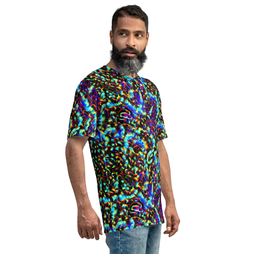 Blue Flame Jungle on Men's Crew Neck T-Shirt — Right