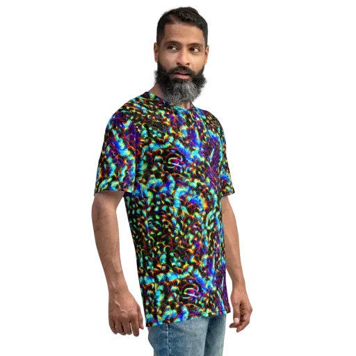 Blue Flame Jungle on a Men's Crew Neck T-Shirt