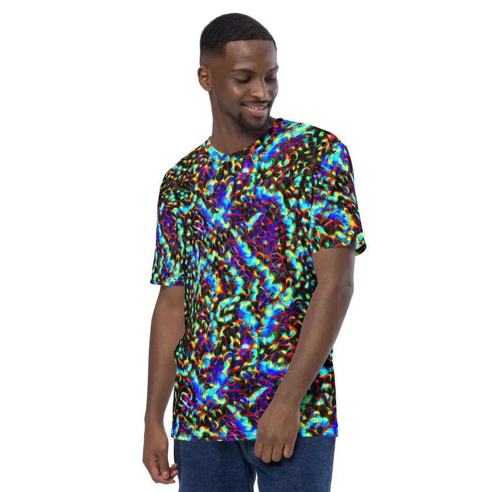 Blue Flame Jungle on Men's Crew Neck T-Shirt — Left