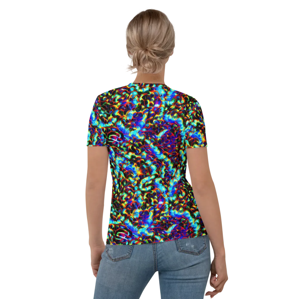 Blue Flame Jungle on Women's Crew Neck T-Shirt — Back