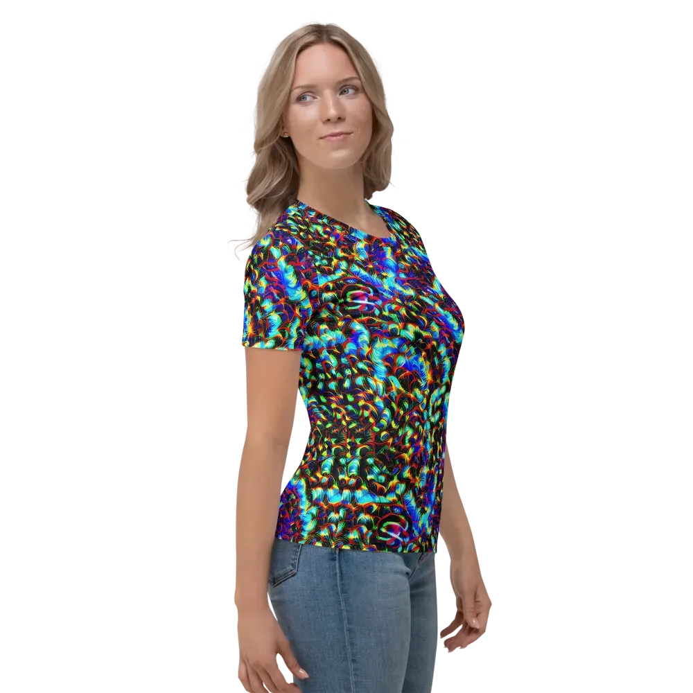 Blue Flame Jungle on Women's Crew Neck T-Shirt — Right