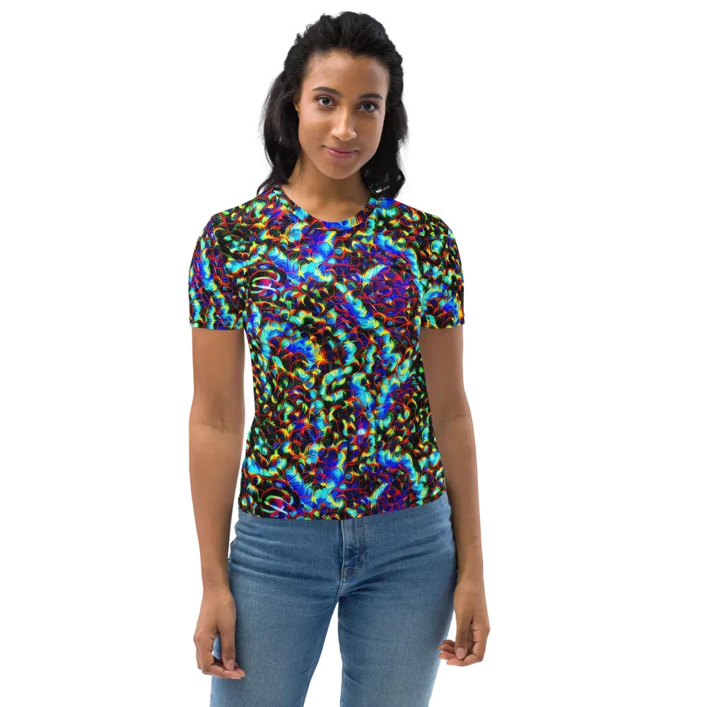 Blue Flame Jungle on Women's Crew Neck T-Shirt — Front