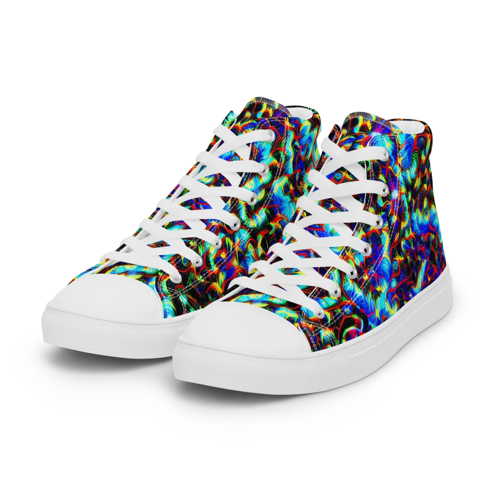 Blue Flame Jungle on Women's High Top Canvas Shoes — Left Front