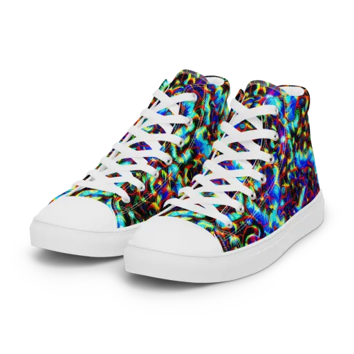 Blue Flame Jungle on a Women's High Top Canvas Shoes