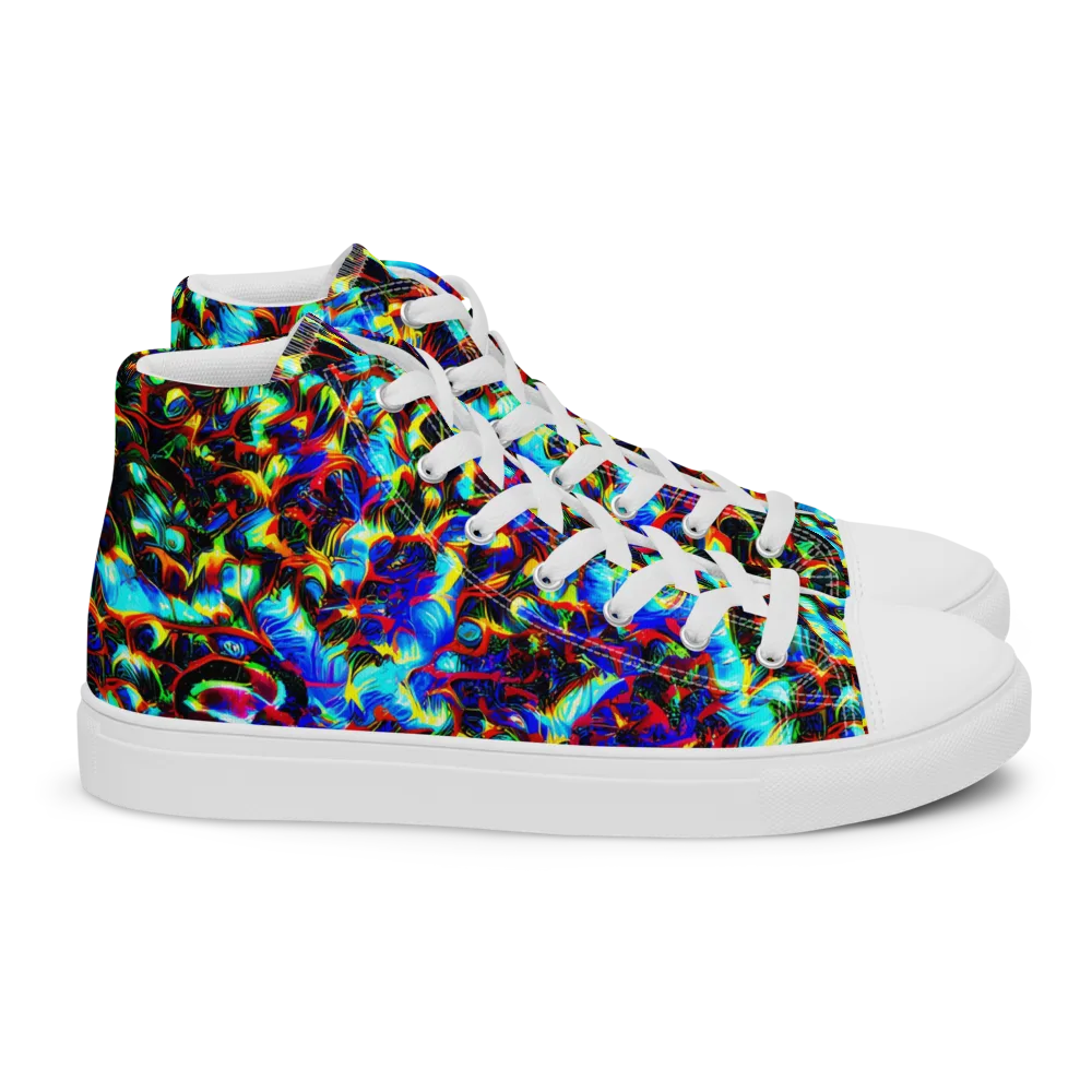 Blue Flame Jungle on Women's High Top Canvas Shoes — Right