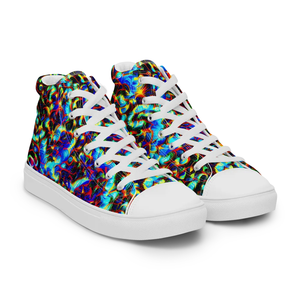 Blue Flame Jungle on Women's High Top Canvas Shoes — Right Front
