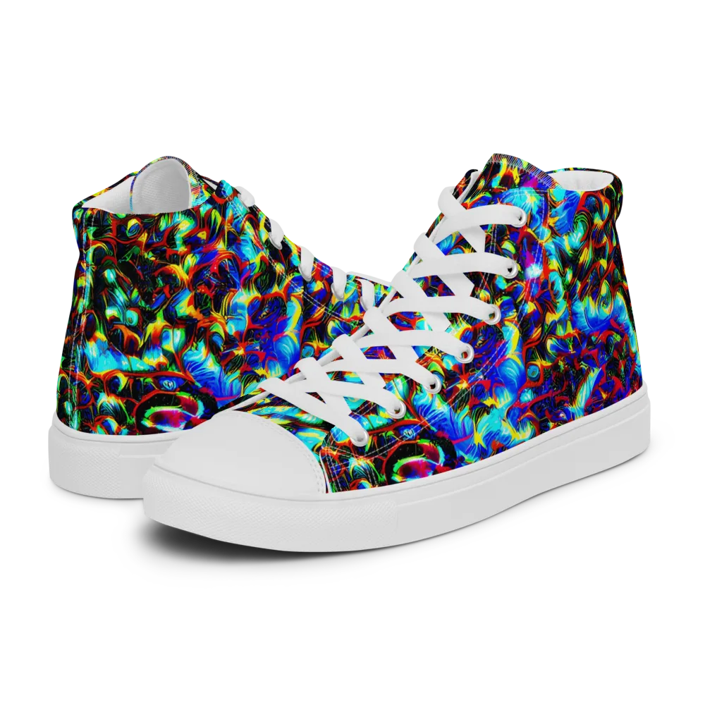 Blue Flame Jungle on Women's High Top Canvas Shoes — Left