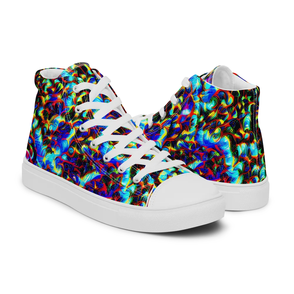 Blue Flame Jungle on Women's High Top Canvas Shoes — Right