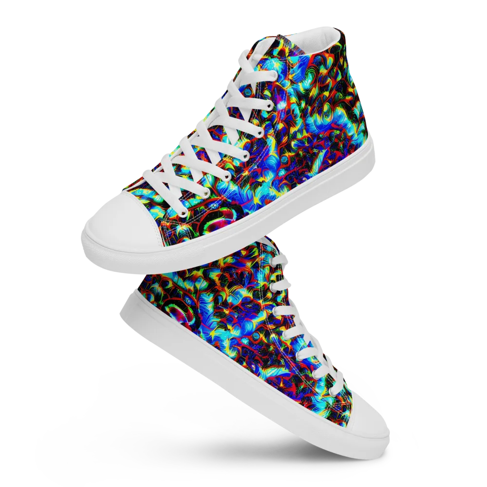 Blue Flame Jungle on Women's High Top Canvas Shoes — Front