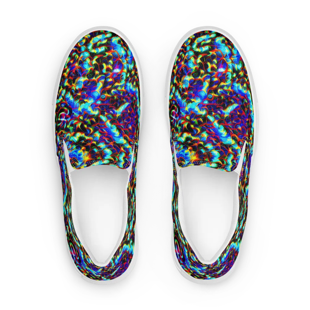 Blue Flame Jungle on Men's Slip-On Canvas Shoes — Front