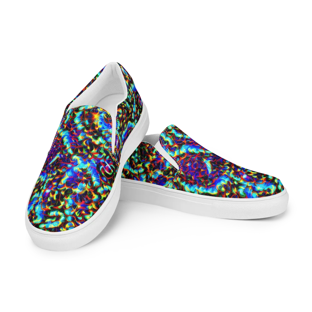 Blue Flame Jungle on Men's Slip-On Canvas Shoes — Left Front