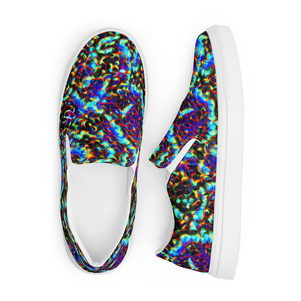 Blue Flame Jungle on Men's Slip-On Canvas Shoes — Front