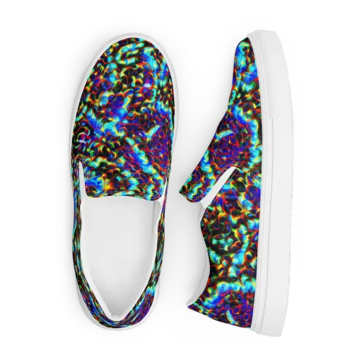Blue Flame Jungle on a Men's Slip-On Canvas Shoes