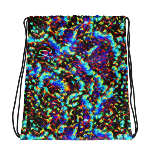 Blue Flame Jungle on a Drawstring Bag