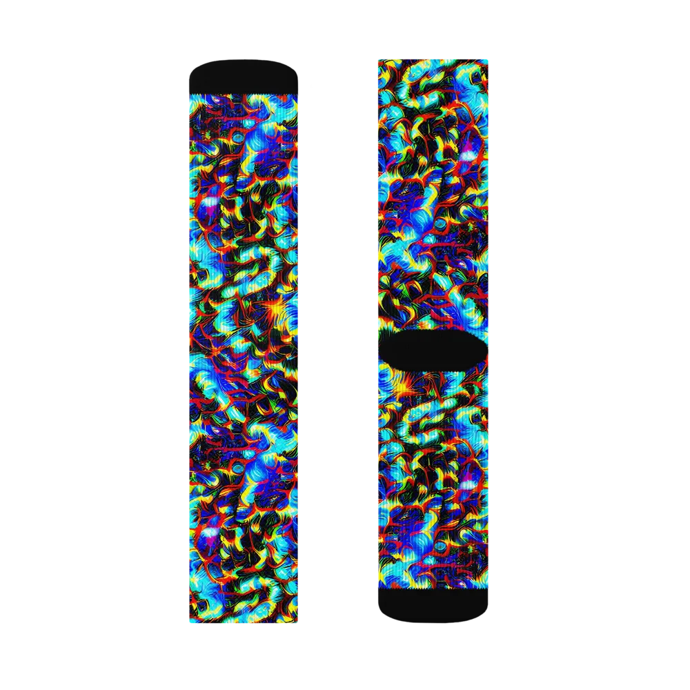 Blue Flame Jungle on Socks — Left Sock