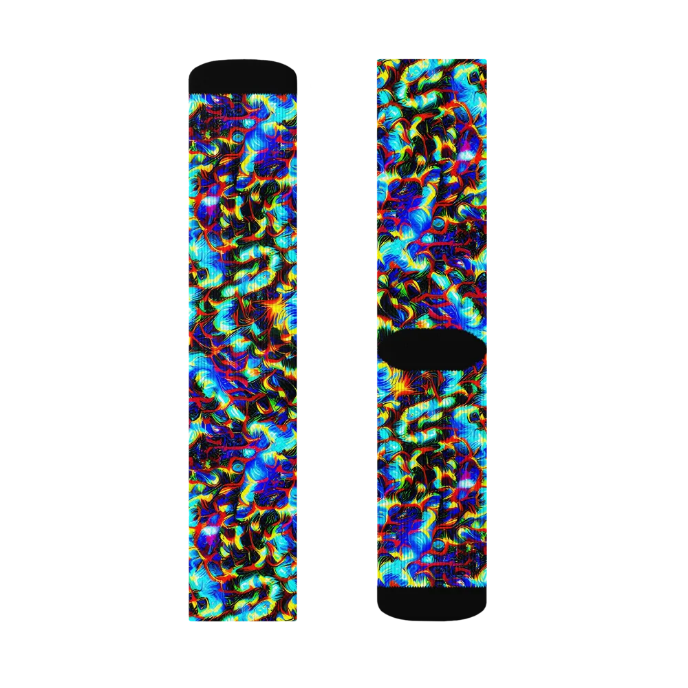 Blue Flame Jungle on Socks — Right Sock