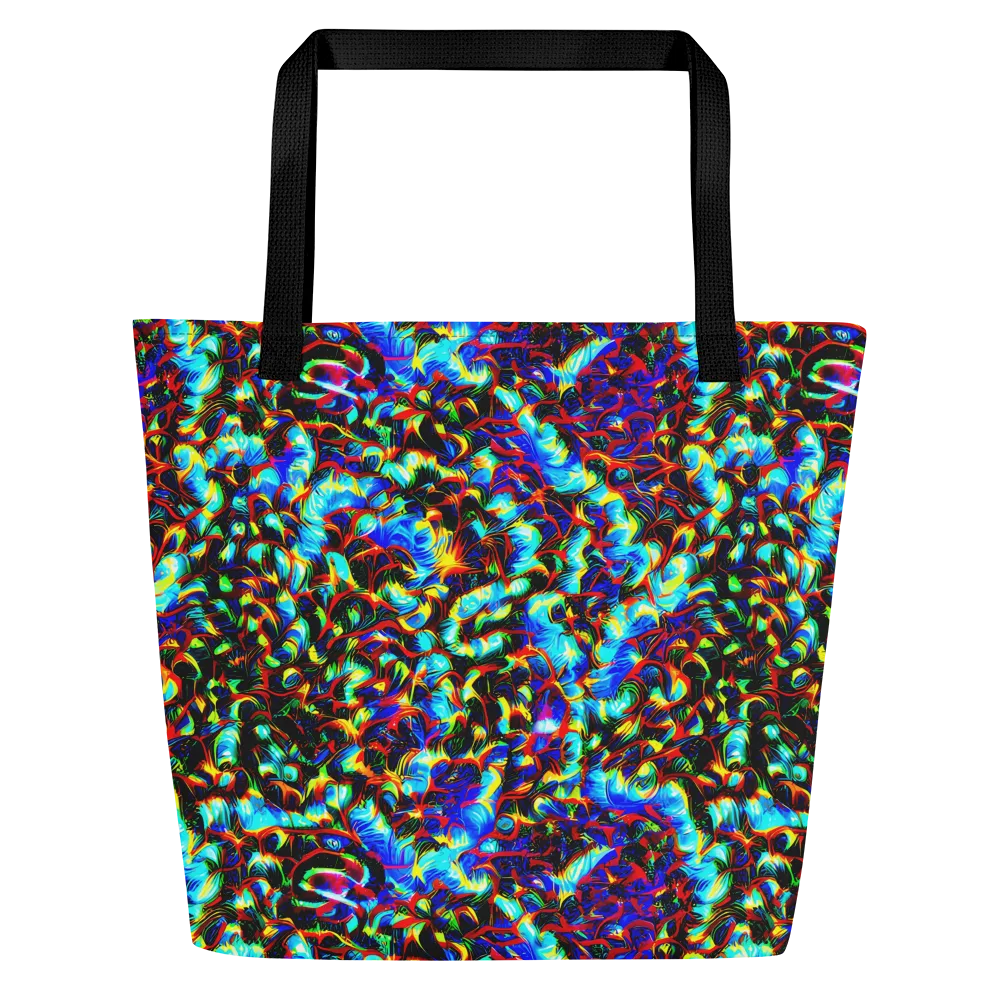 Blue Flame Jungle on Large Tote Bag W/ Pocket — Front