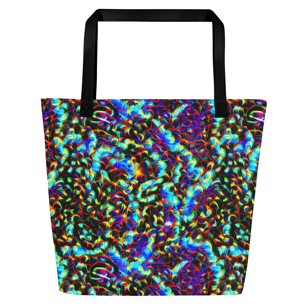 Blue Flame Jungle on Large Tote Bag W/ Pocket — Front