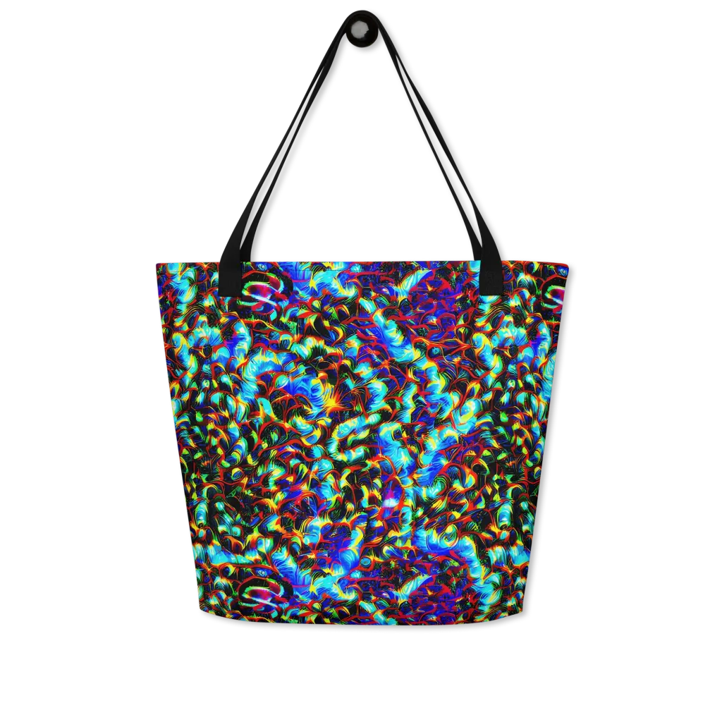 Blue Flame Jungle on Large Tote Bag W/ Pocket — Front