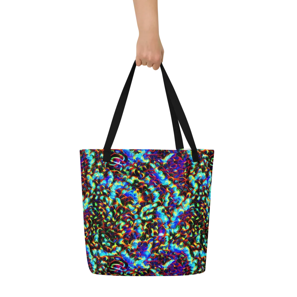 Blue Flame Jungle on Large Tote Bag W/ Pocket — Front