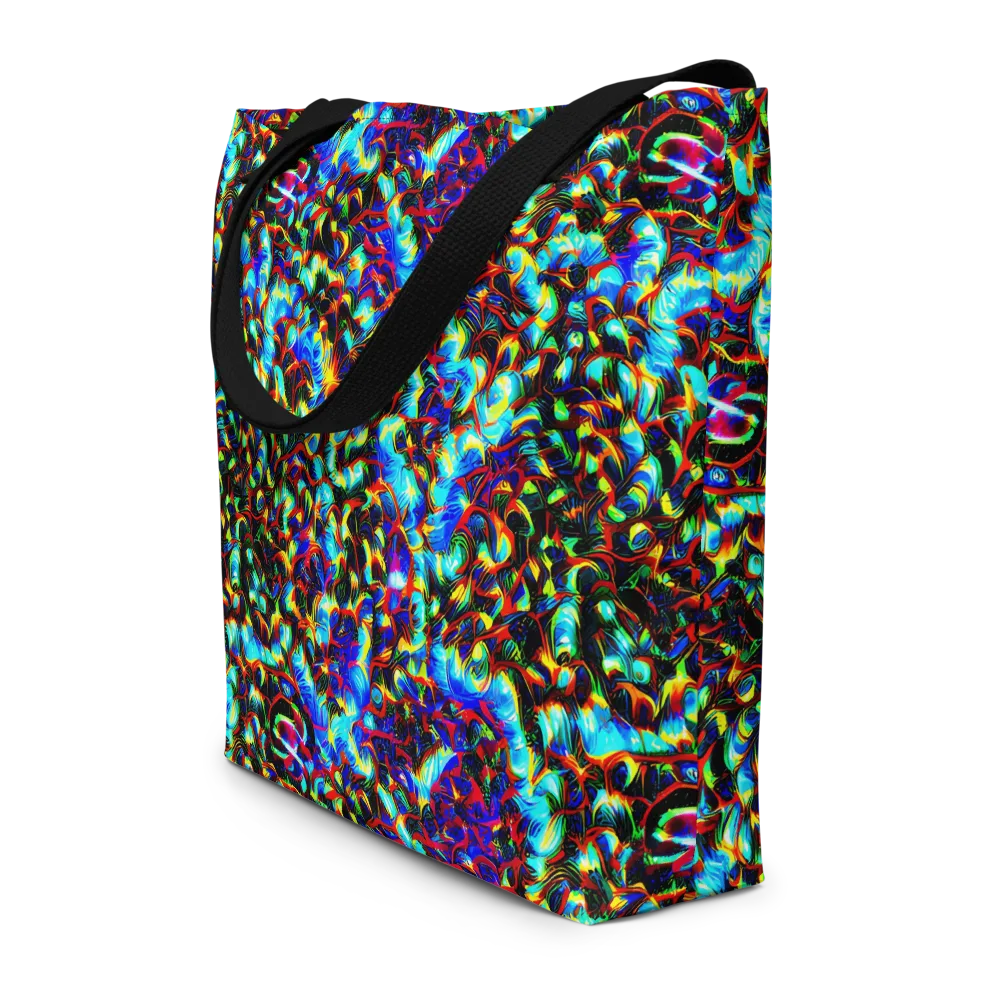 Blue Flame Jungle on Large Tote Bag W/ Pocket — Front