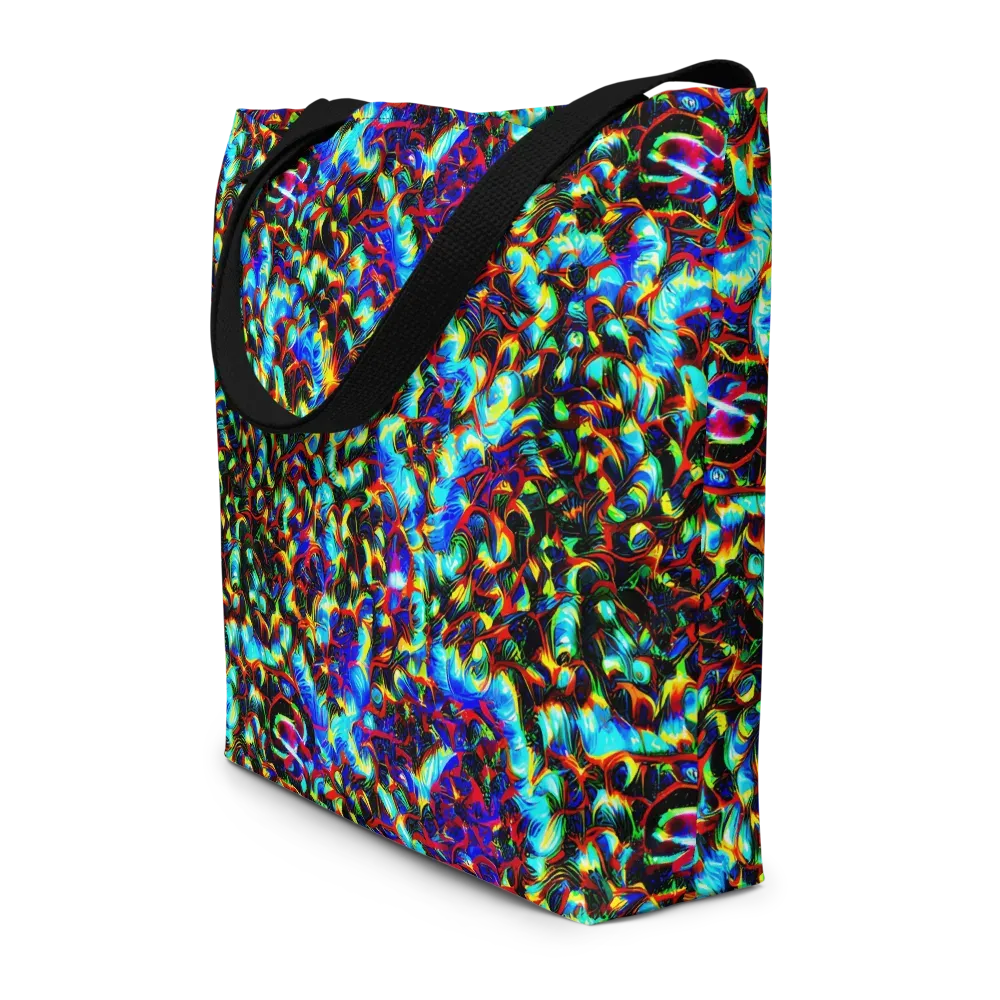Blue Flame Jungle on Large Tote Bag W/ Pocket — Front