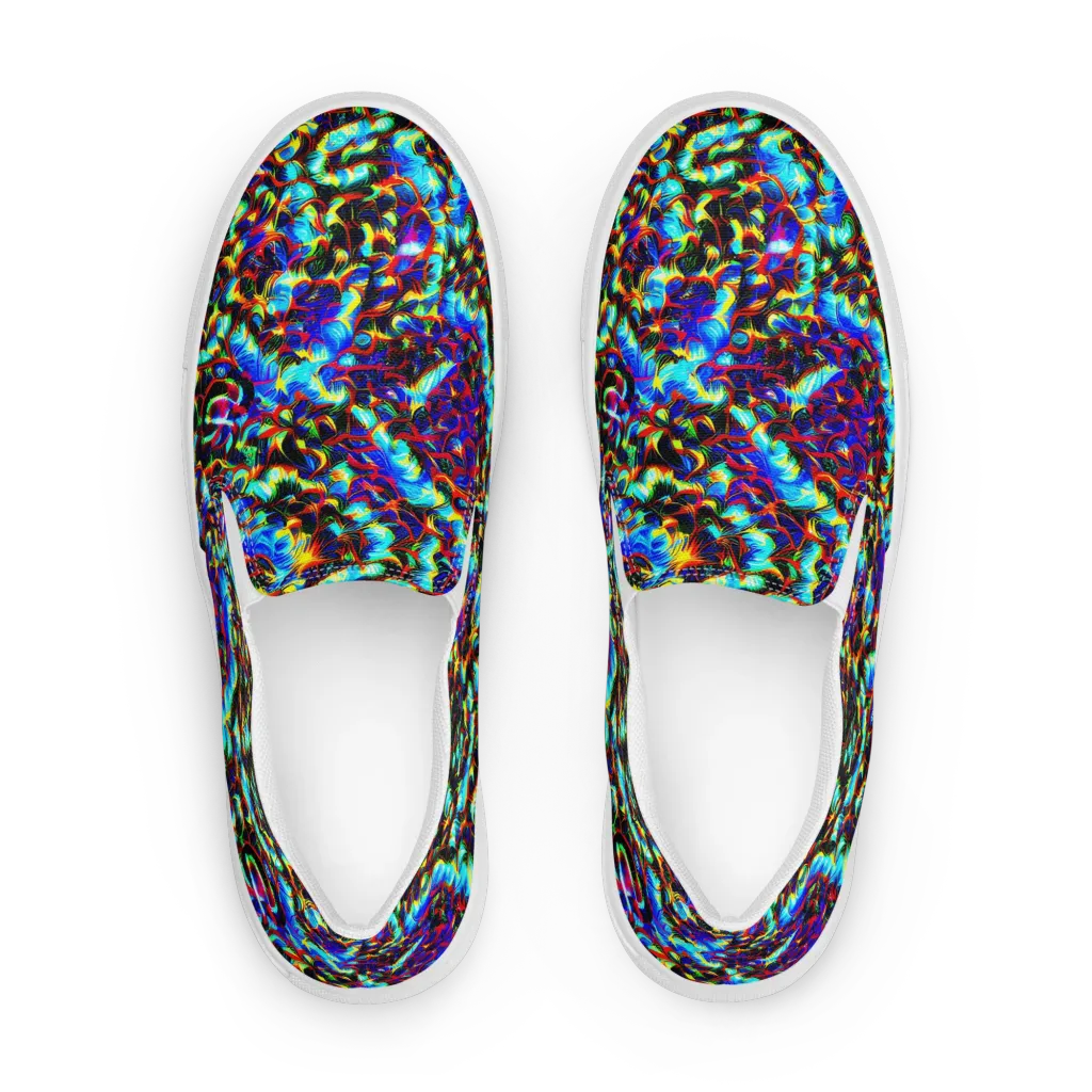 Blue Flame Jungle on Women's Slip-On Canvas Shoes — Front