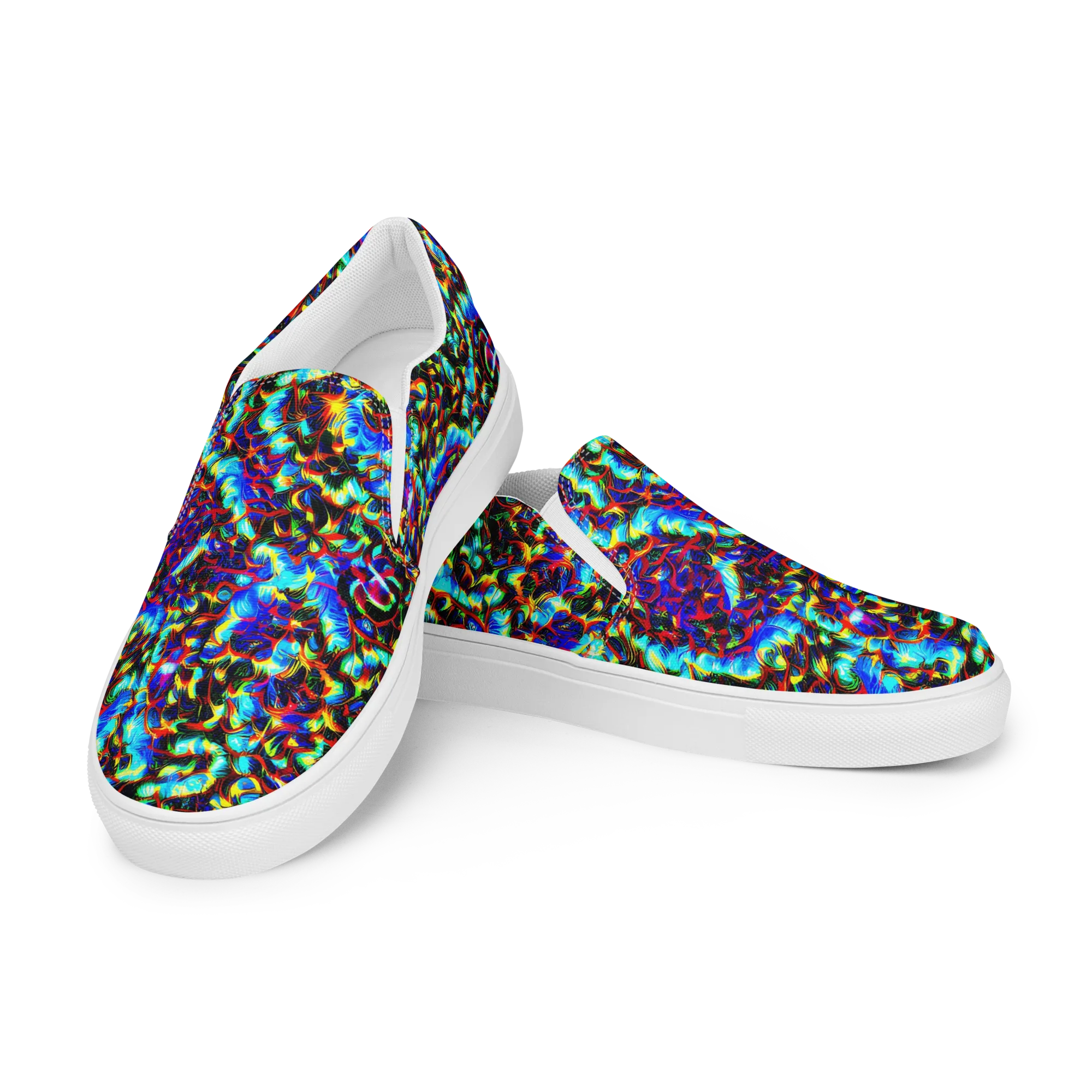 Blue Flame Jungle on Women's Slip-On Canvas Shoes — Left Front