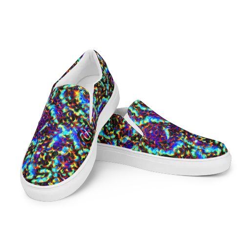 Blue Flame Jungle on a Women's Slip-On Canvas Shoes