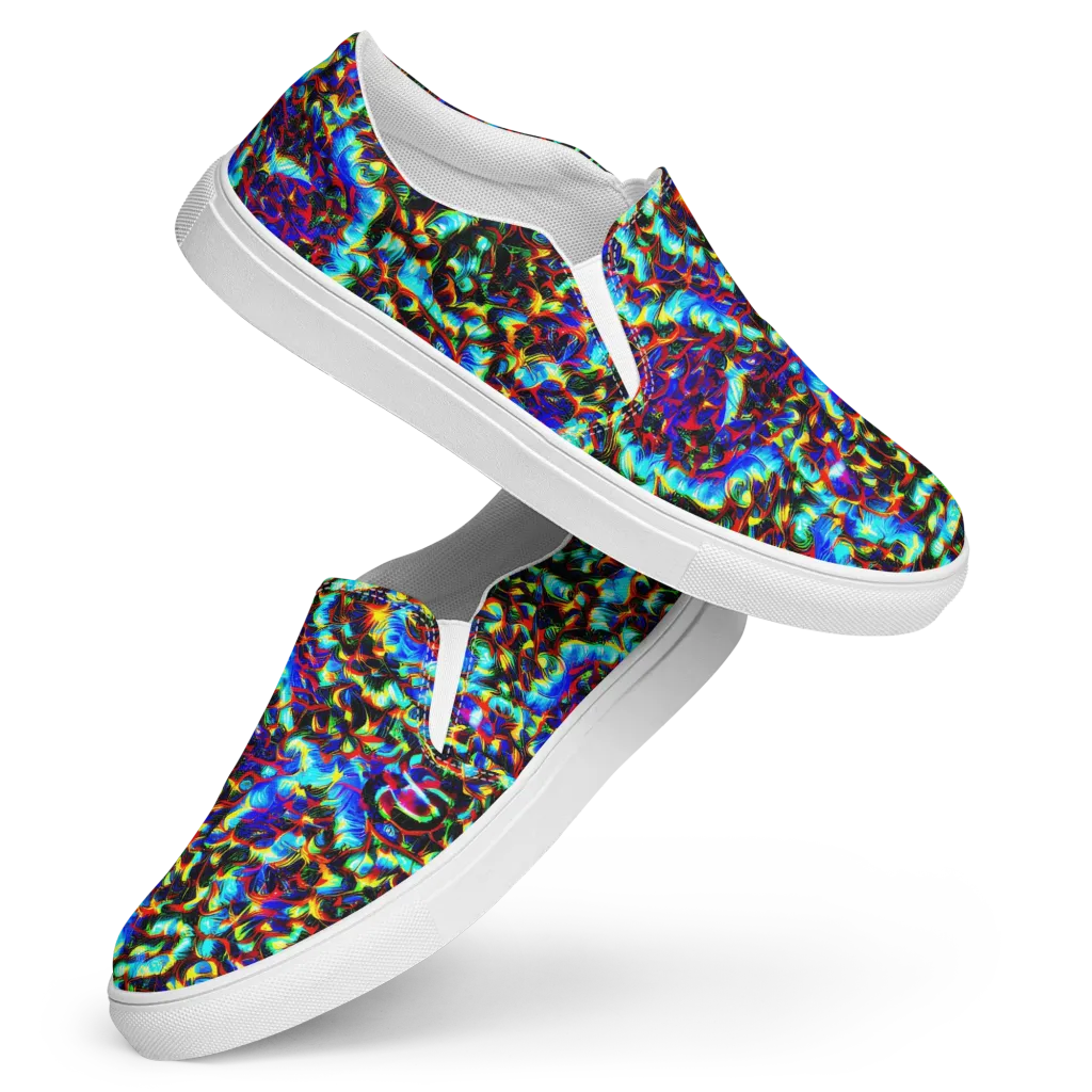 Blue Flame Jungle on Women's Slip-On Canvas Shoes — Front