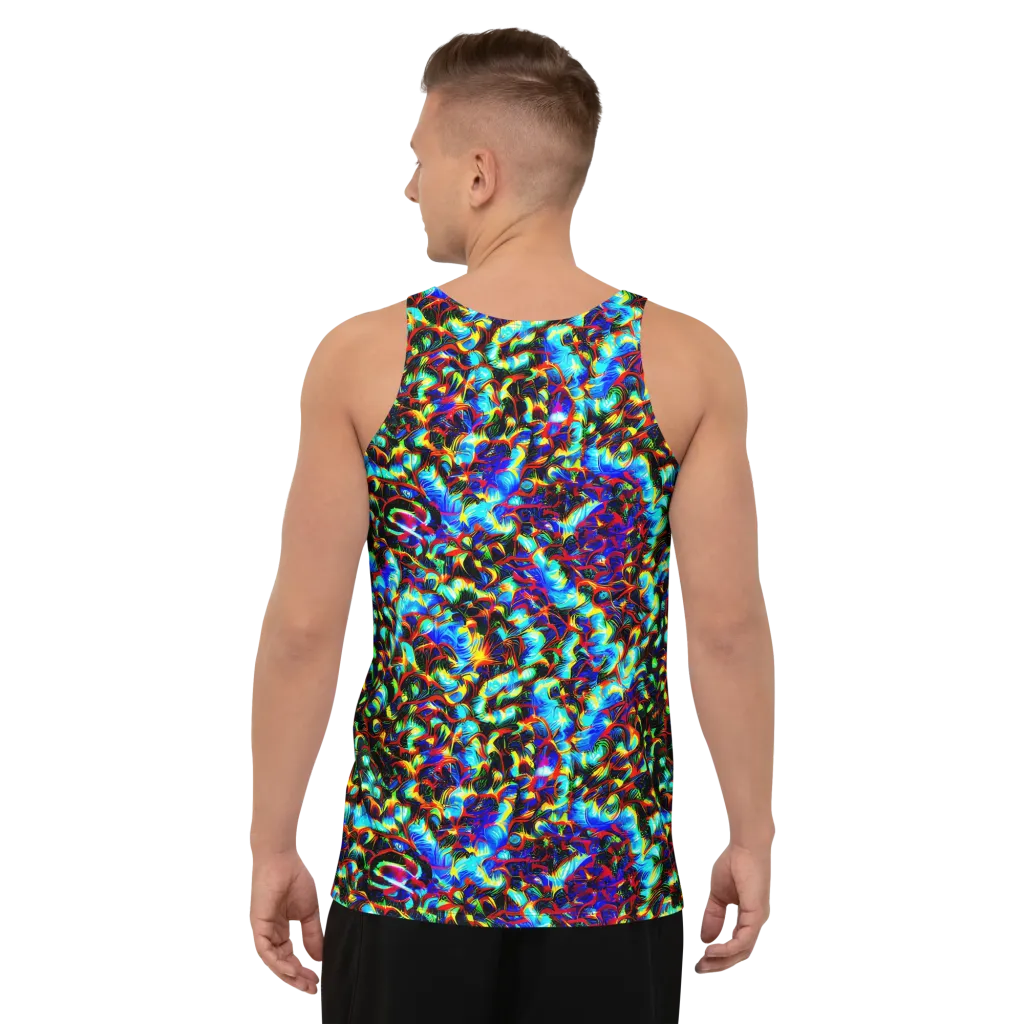 Blue Flame Jungle on Men's Tank Top — Back
