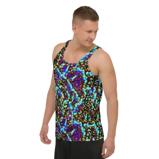 Blue Flame Jungle on a Men's Tank Top
