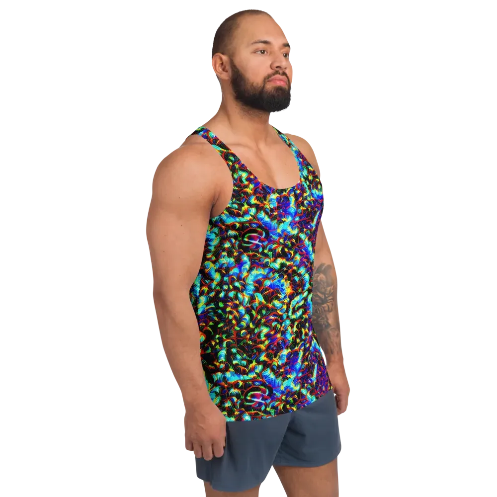 Blue Flame Jungle on Men's Tank Top — Right Front