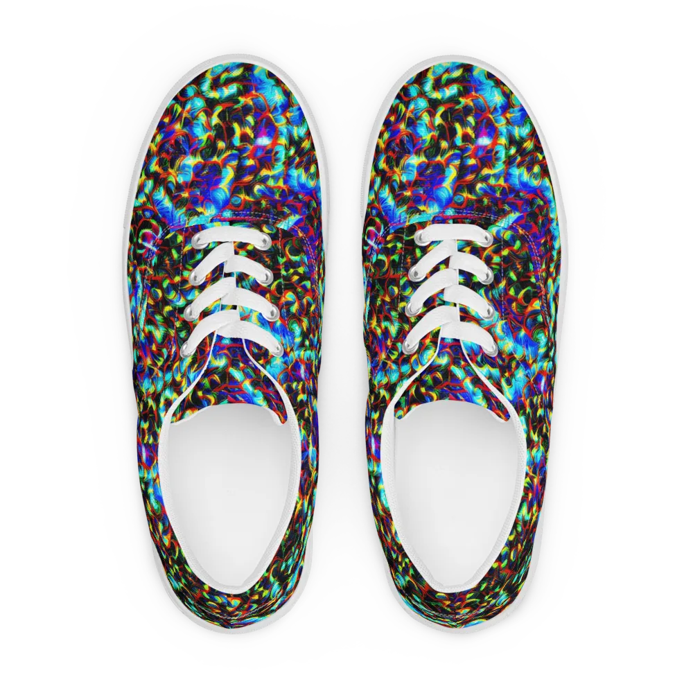 Blue Flame Jungle on Men's Lace-Up Canvas Shoes — Front