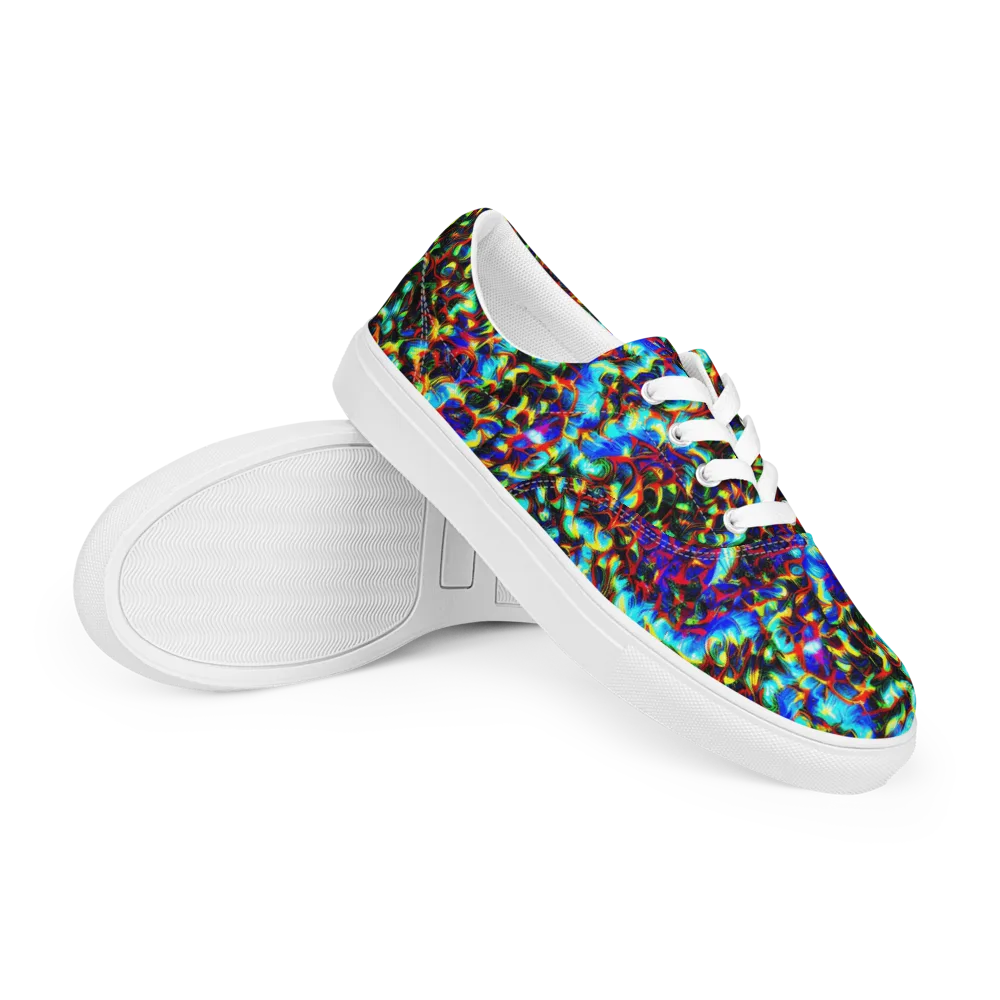 Blue Flame Jungle on Men's Lace-Up Canvas Shoes — Right Front