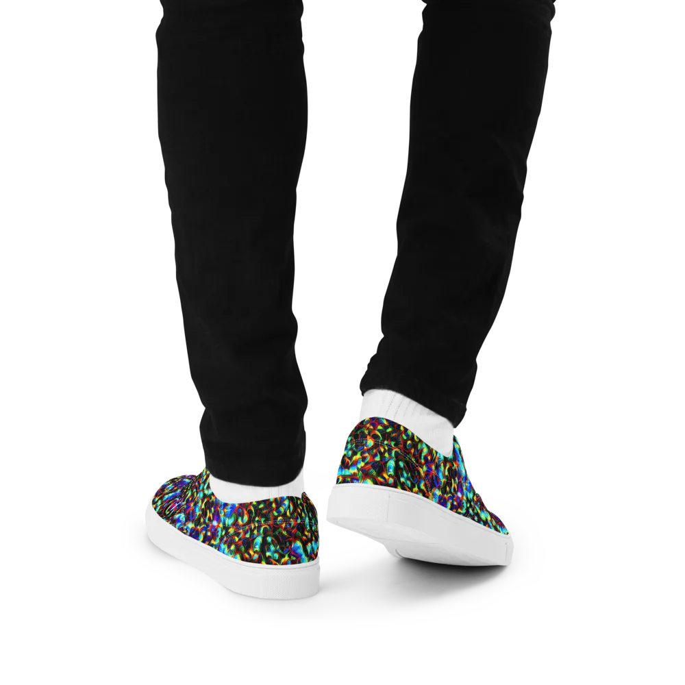 Blue Flame Jungle on Men's Lace-Up Canvas Shoes — Back